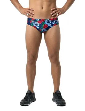 Roses & Skulls Swimming Brief Multicolor M Men - TURBO - FashionsVida