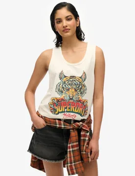 Superdry Damen Biker Rock Racer-tanktop Weiß - Größe: 36 - 34.99 - FashionsVida