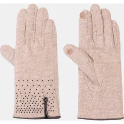 Guantes lana con vivo piel y tachas. forrado