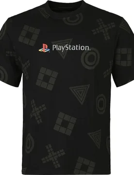 Gaming T-Shirt - - Logo All Over Print - S bis XXL - für Männer - Größe XXL - schwarz - Männer - male - Playstation - FashionsVida