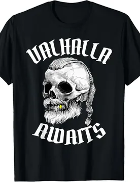 Nordic Warrior Skull Valhalla Awaits T-Shirt 100% Cotton O-Neck Short Sleeve Summer Casual Mens T-shirt Streetwear - Aliexpress - FashionsVida