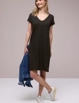 Knielanges Kleid aus Jersey female Braun - Street One - FashionsVida