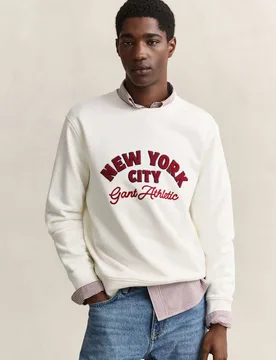 Pure Cotton New York City Slogan Sweatshirt Cream male - Gant - FashionsVida