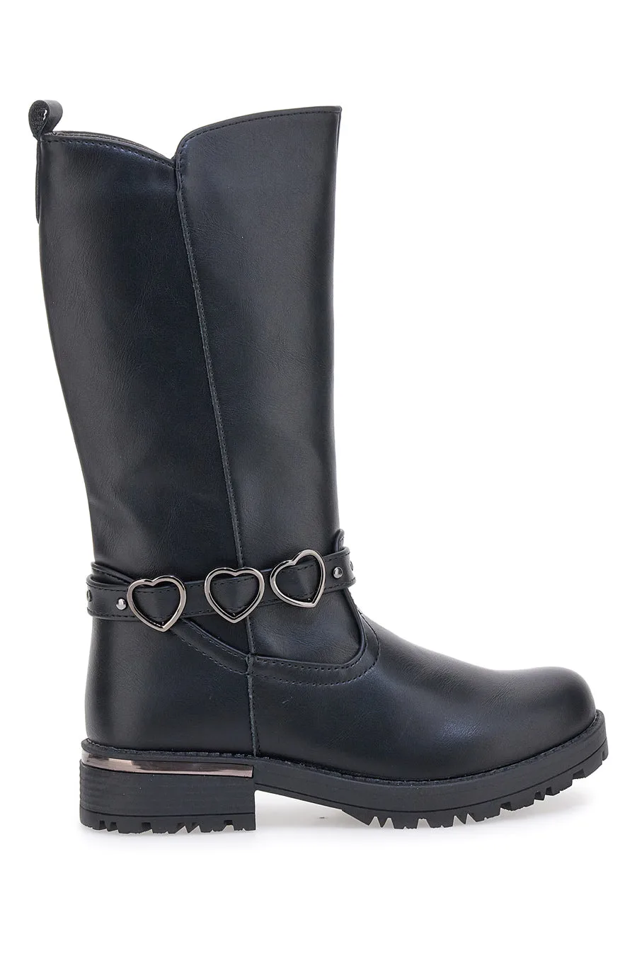 Stivali neri con cinturino e cuori decorativi 1761 33 - GRAZIE - FashionsVida