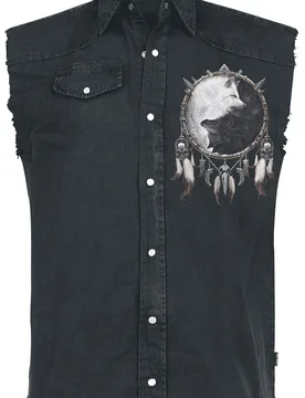Kurzarmhemd - Wolf Chi - M bis 3XL - für Männer - Größe 3XL - schwarz - Männer - male - Spiral - FashionsVida