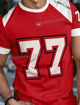 Mens Casual 3D No.77Print Jersey T-shirt Man Short Sleeve Sport Football T-Shirt Vintage Oversize Striped Tees Men Clothes - Aliexpress - FashionsVida