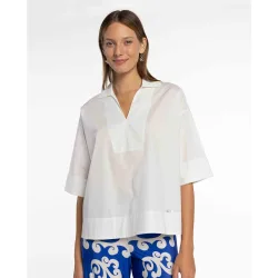 Blusa de mujer de popelín de algodón con cuello