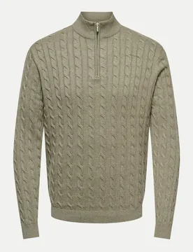 Strickpullover ONSLOUI mit Zopfmuster Beige XXL - ONLY & SONS - FashionsVida
