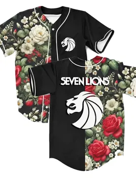Seven Lions Flower Split Rave Baseball Jersey Short Sleeve Button-up Shirts Women Men Outdoor Streetwear Tops - Aliexpress - FashionsVida