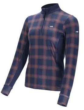 Schockemöhle Sports Damen Trainingsshirt SP XANDRA STYLE navy check - Schockemohle - FashionsVida