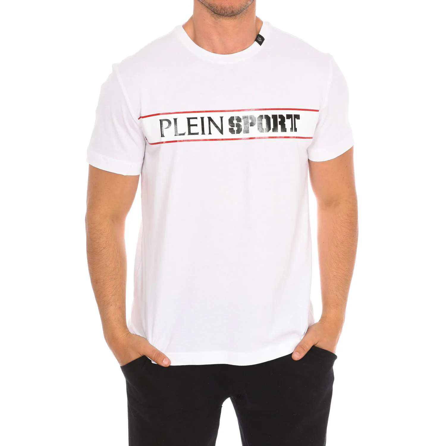 Tips405 Mens Short Sleeve T-Shirt - White - Size Medium - Plein sport - FashionsVida