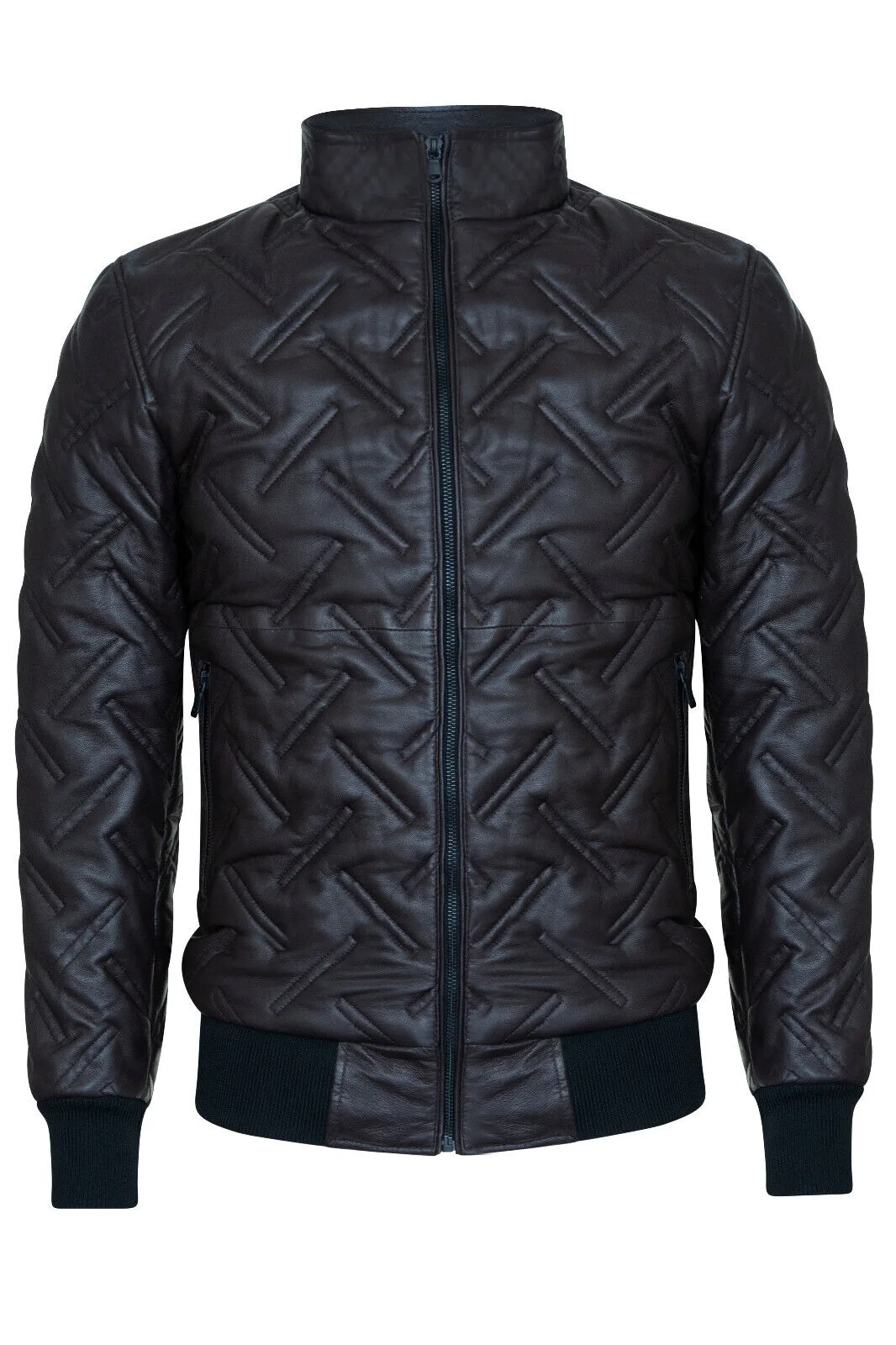 Mens Bomber Quilted Jacket - Goiania - Brown - Size 2xl - Infinity Leather - FashionsVida