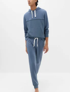 Cotton Rich Ribbed Cuffed Joggers Dusty Blue male - M&S - FashionsVida