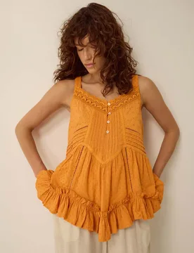 Pure Cotton V-Neck Cami Top Orange female - Monsoon - FashionsVida