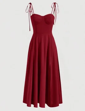 Vestido Largo Cami Rojo De Verano Con Sujetador De Tirantes M - Shein - FashionsVida