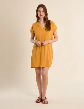 Vestido corto de manga corta escote en V - Molly Bracken - FashionsVida