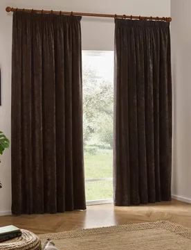 Chenille Blackout Pencil Pleat Curtains Light Brown - YARD - FashionsVida