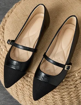 Mocasines planos de estilo francés para mujer, puntiagudos y de fácil puesta, en colores negro, marrón y patchwork retro, versátiles y elegantes - Shein - FashionsVida