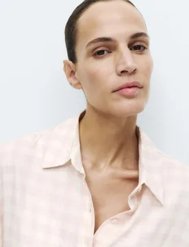 Brushed Cotton Blend Checked Nightshirt Pink Mix female - M&S - FashionsVida