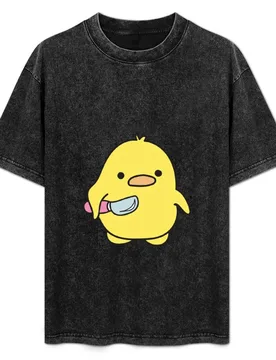 Funny duck with a knife black background T-Shirt - Aliexpress - FashionsVida