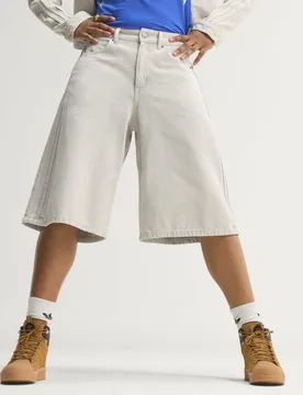 SHORT MID RISE DENIM 42 Clear Grey Denim - Adidas - FashionsVida