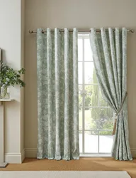 Lloyd Pure Cotton Eyelet Curtains Green Mix