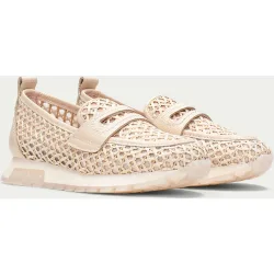 Mocasines planos deportivos de mujer de rafia