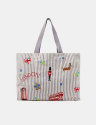 Pure Cotton Striped Shopper Multi female