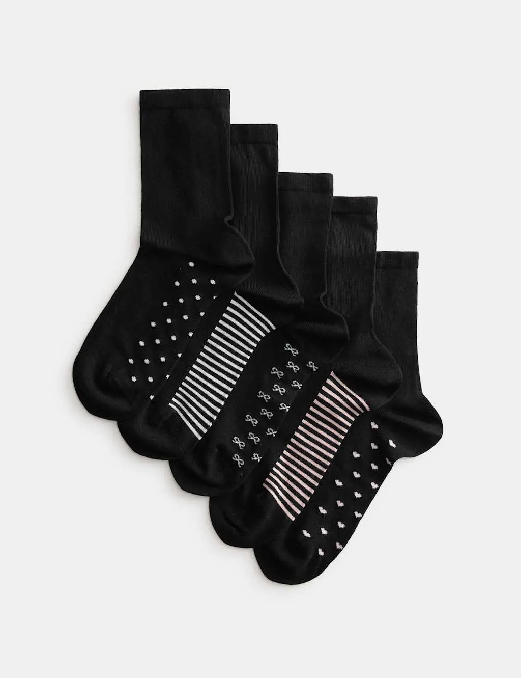 Pk Supersoft Patterned Ankle High Socks Black Mix female - M&S - FashionsVida