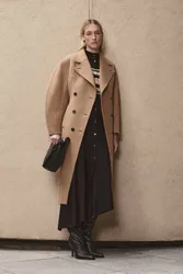 Women's Wool Rounded Sleeve Tailored Midi Coat in Camel Size: 12 - Camel - Size: 12