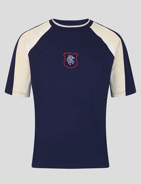 Rangers Unisex 25/26 Art Of Football Panelled 90s T-shirt - Navy NAVY/ WHITE M unisex - Castore - FashionsVida