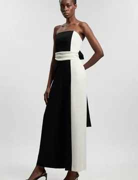 Women's Petite Soft Tailored Bandeau Jumpsuit in Mono Size: 6 - Mono - Size: 6 - Karen millen - FashionsVida