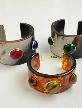 Vintage Amber Resin Geometric Chunky Bangle for Women Wide Cuff Bracelet Inlaid with Gemstones Fashion Hand Jewelry Gifts - Aliexpress - FashionsVida