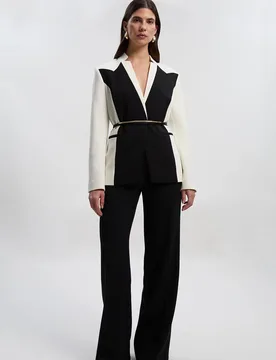 Women's Compact Stretch Tailored Straight Leg Trouser in Black Size: 10 - Black - Size: 10 - Karen millen - FashionsVida