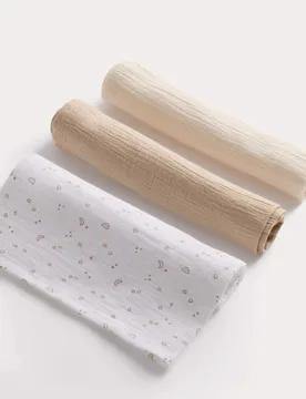 Pack Pure Cotton Muslins White unisex - M&S - FashionsVida