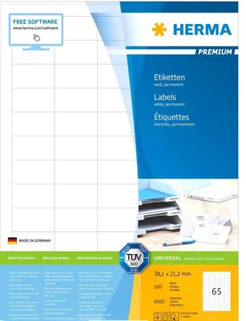 Étiquettes 100 Feuilles Din A4 Embout 38.1x21.2 Mm 6500 Unités White One Size unisex - Herma - FashionsVida