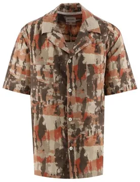Mens Red Ochre Mads Relaxed Print Shirt - Male - Red - Large - Norse Projects - FashionsVida