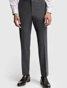 Mens Flat Fronted Slim Fit Suit Trousers In Charcoal Wool - Size 46 Long - Ted baker - FashionsVida