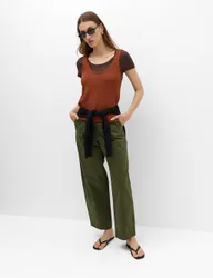 Pure Cotton Barrel Leg trouser Khaki female