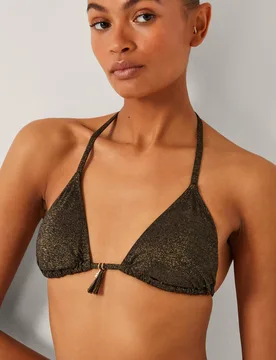 Women's Mia Glitter Triangle Bikini Top Black Size: 20 - Black - Size: 20 - Monsoon - FashionsVida