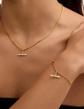 Gold-Plated Waterproof T-Bar Bracelet Gold female - Katie Loxton - FashionsVida