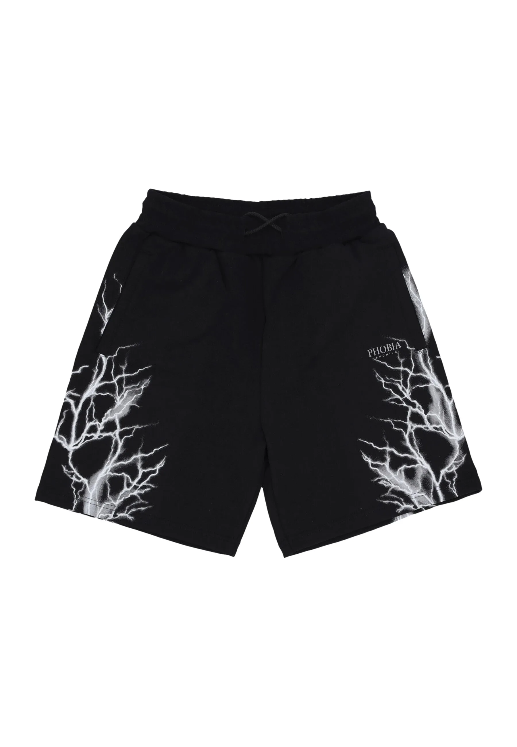 Pantalone Corto Tuta Uomo Reflective Lightning Shorts Black - PHOBIA - FashionsVida