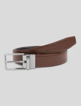 Patching Mens Reversible Leather Belt - - Size: S - Steel & Jelly - FashionsVida