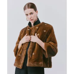 Chaqueta pelo de mujer con pedrería
