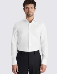 Tailored Fit Pure Cotton Twill Shirt White male