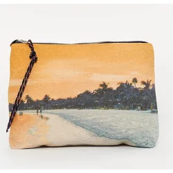 Pouch Varadero de algodón con estampado y cremallera