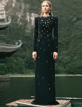 Autumn New Elegant Heavy Beaded and Rhinestone Embellished Long-Sleeved Dress Vestidos De Mujer - Aliexpress - FashionsVida