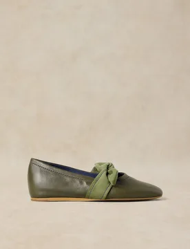 Low Heel Slip On Leather Pump Khaki female - White stuff - FashionsVida