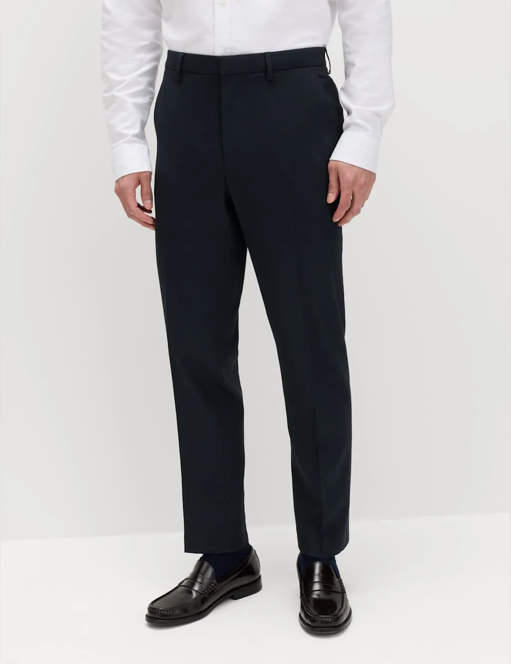 Regular Fit Smart Stretch Trousers Dark Navy male - M&S - FashionsVida