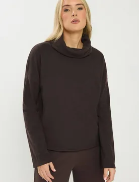 Women's Tall Roll Neck Brushed Ribbed Top in Chocolate Size: 14 - Chocolate - Size: 14 - Long tall sally - FashionsVida